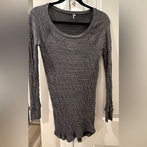 IRO Distressed Gray Long Sleeve Scoopneck Top - Size 2